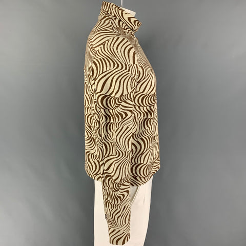 ECKHAUS LATTA Size XL Beige Brown Print Viscose Blend Turtleneck Pullover