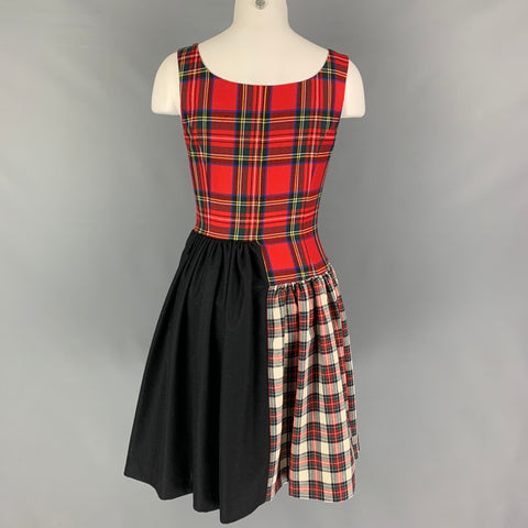 ISA ARFEN Size 10 Multi-Color Wool Patchwork A-Line Dress