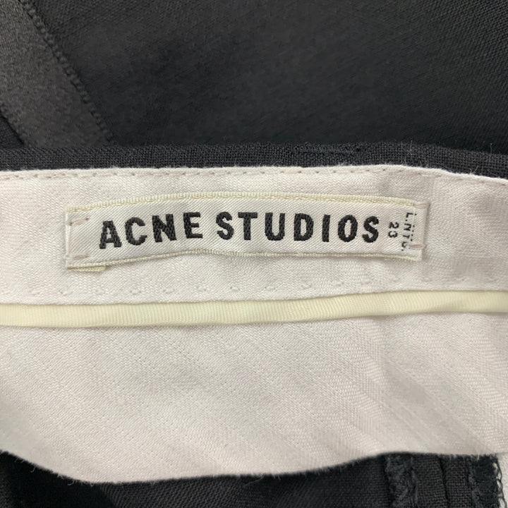 ACNE STUDIOS Size 30 Black Mohair / Wool Tuxedo Dress Pants