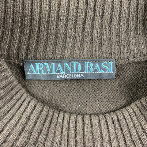 ARMAND BASI Size S Brown Ribbed Knit Wool Blend Pullover