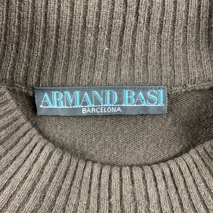ARMAND BASI Jersey de mezcla de lana de punto acanalado marrón talla S