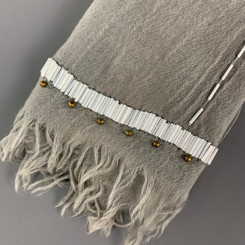 Écharpe perlée blanche gris clair VINTAGE