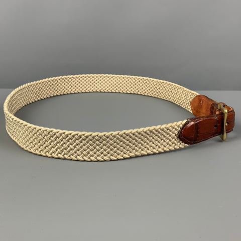 MARTIN DINGMAN Size 34 Beige Brown Woven Embossed Fabric Belt