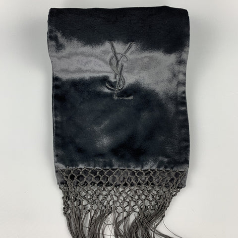 YVES SAINT LAURENT Black Velvet Fringe Scarf