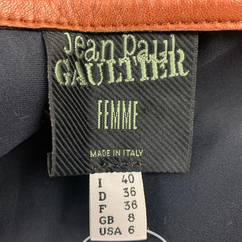 JEAN PAUL GAULTIER Size 6 Tan Sheep Leather Skirt