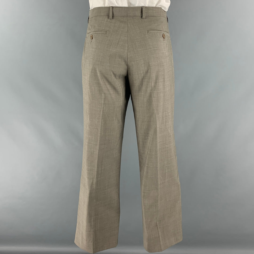 EMPORIO ARMANI Talla 42 Traje con solapa de muesca de lana lisa color topo