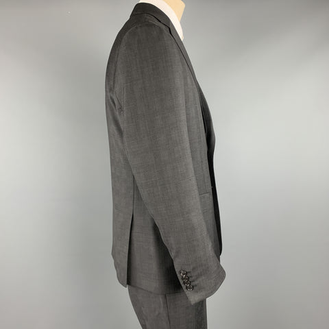 ELIE TAHARI Size 40 Charcoal Glenplaid Wool Notch Lapel Suit NWT