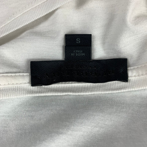 BURBERRY PRORSUM Spring 2015 Size S Teal White Great British Writers Cotton Crew-Neck T-shirt