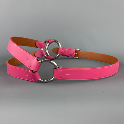 RALPH LAUREN Size M Fuchsia Pink Leather Loop 3 Strap Belt