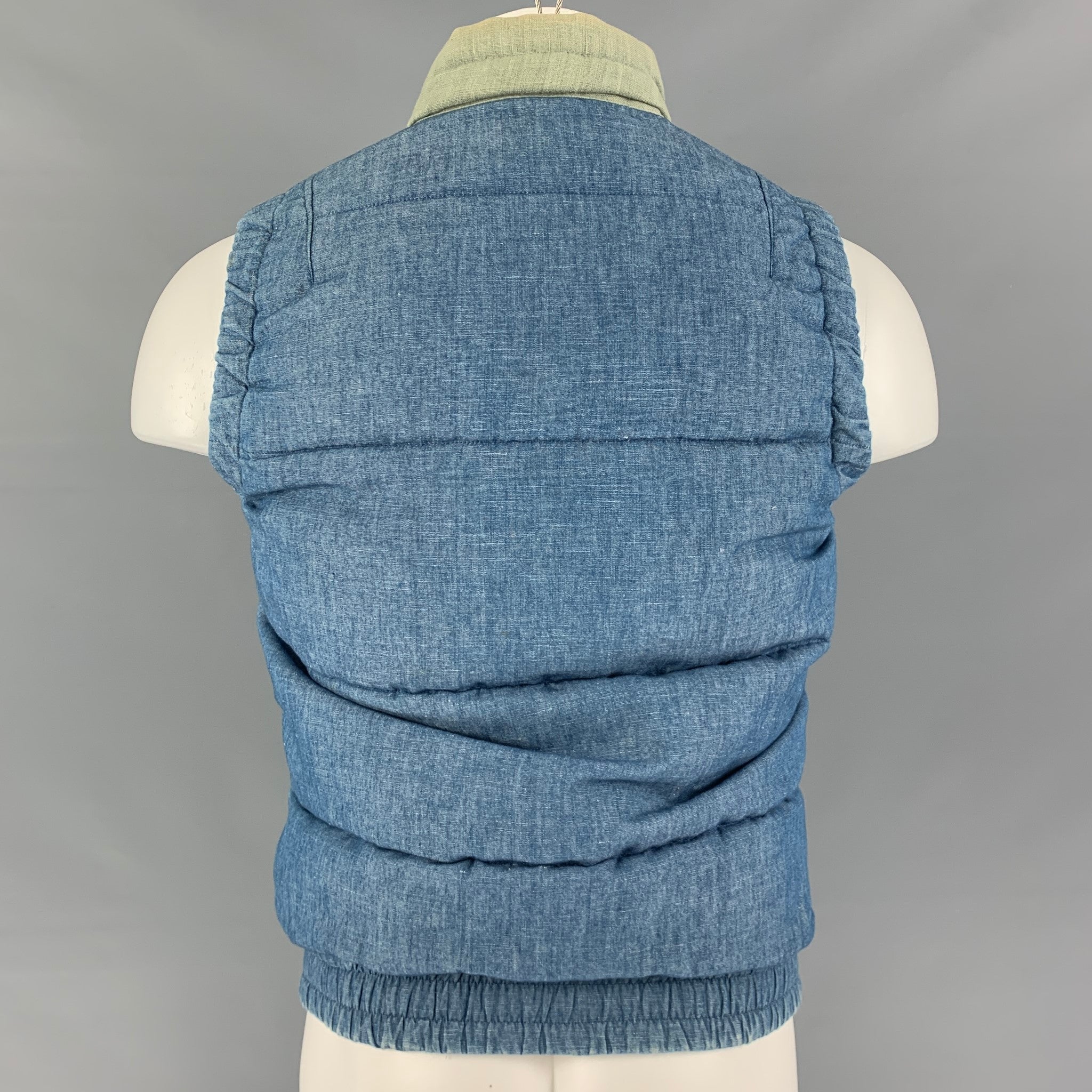VISVIM Size S Blue Orange Color Block Cotton Linen Reversible Vest