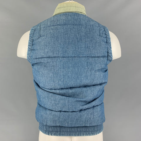 VISVIM Size S Blue Orange Color Block Cotton Linen Reversible Vest