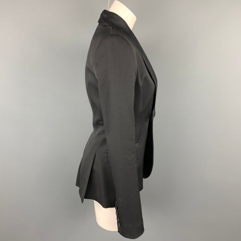 ALVIN VALLEY Taille 2 Blazer veste en laine vierge noire mélangée