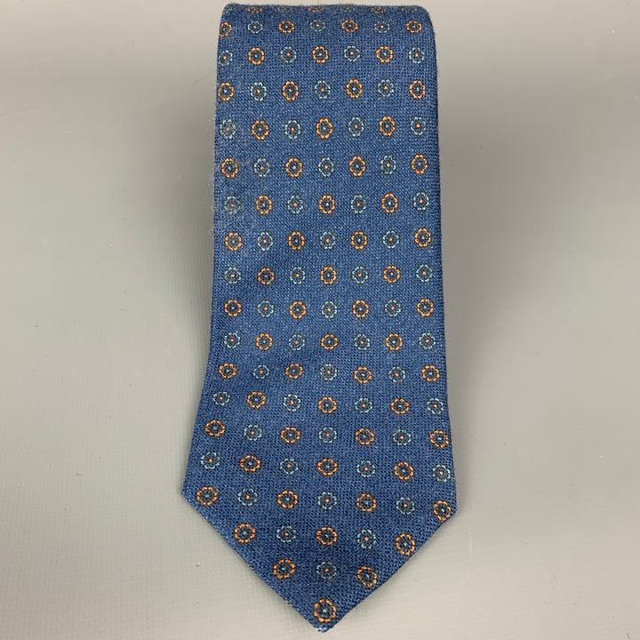 ISAIA Blue & Yellow Floral Wool Tie