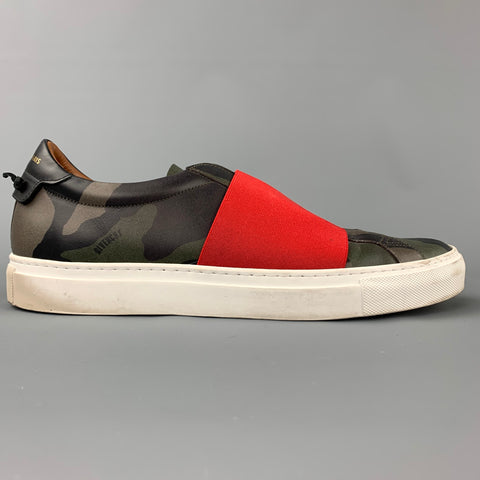 GIVENCHY Zapatillas sin cordones de cuero con camuflaje verde oliva talla 9