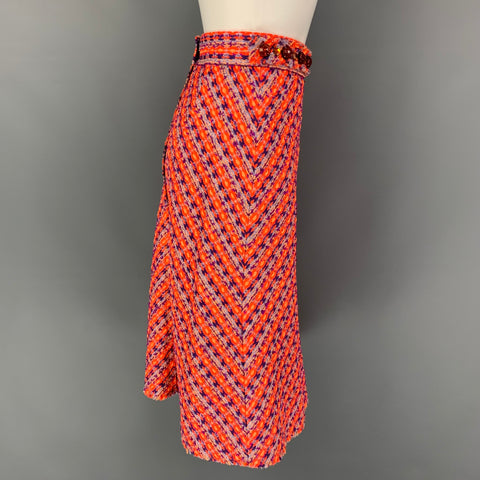 MARC JACOBS Size 0 Orange Multi-Color Modal Blend Tweed A-Line Skirt