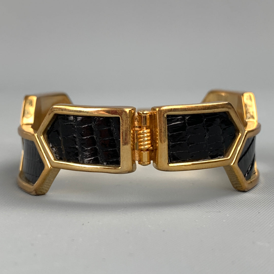 KARA ROSS Gold & Black Metal Magnetic Bracelet