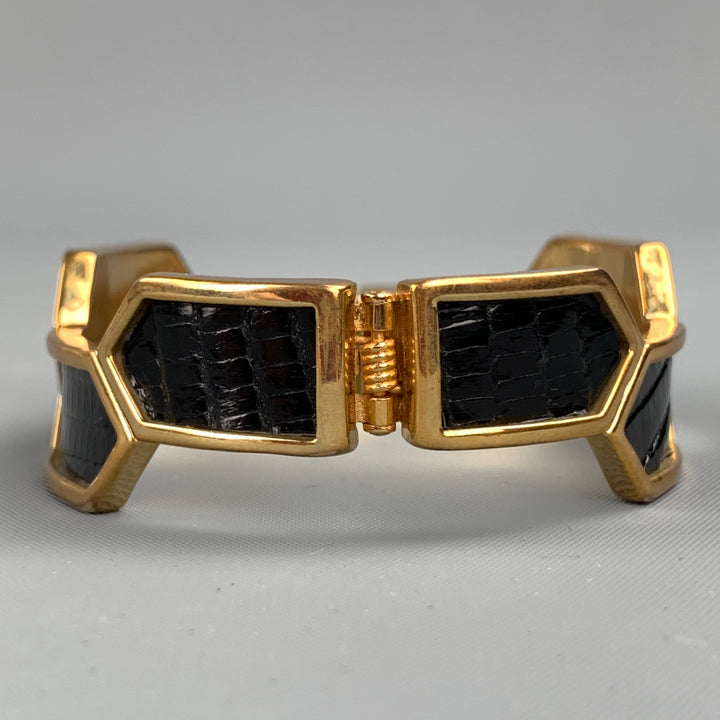 KARA ROSS Gold & Black Metal Magnetic Bracelet