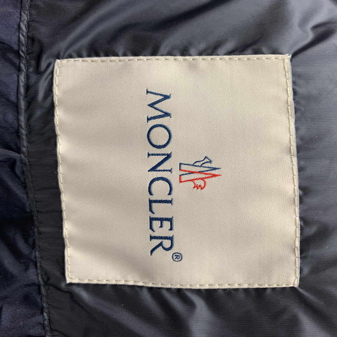 MONCLER Size XL Navy Quilted Goose Down High Neck Puffer Jacket