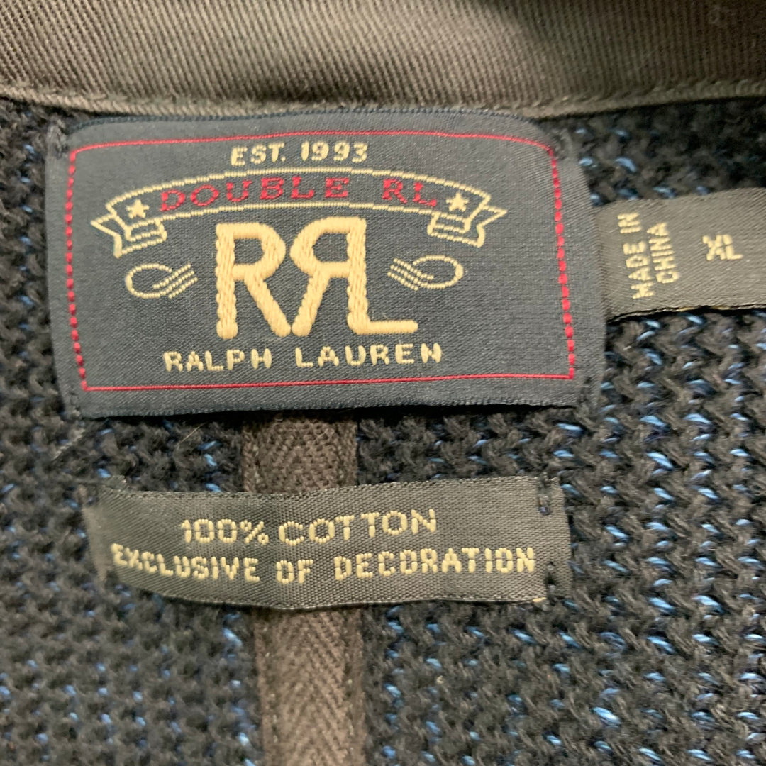 RRL by RALPH LAUREN Size XL Indigo Black Woven Cotton Snaps Vest