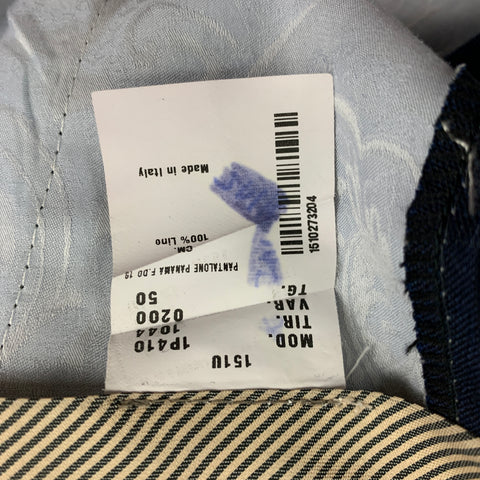 ETRO Size 34 Navy Linen Cuffed Dress Pants
