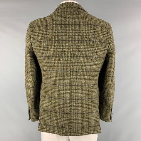 OFFICINE GENERALE Size 42 Olive Plaid Wool Notch Lapel Sport Coat