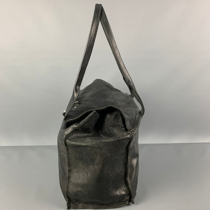 TAGLIOVIVO Black Distressed Horsehide Leather Doctor Handbag