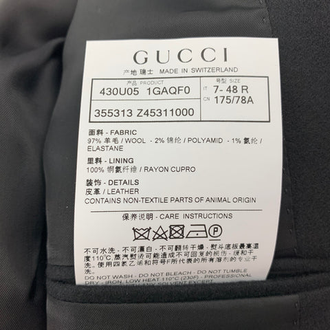 GUCCI by Tom Ford Size 38 Black Wool Leather Detail Jacket