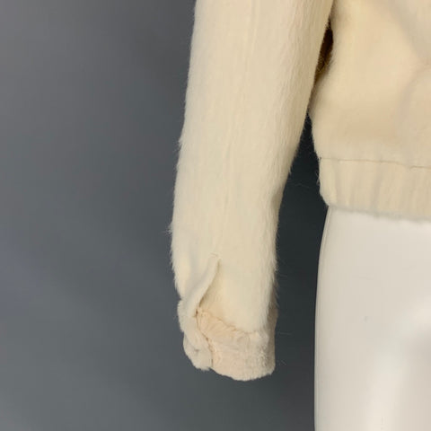 DIANE VON FURSTENBERG Size 8 Cream Wool / Alpaca Zip Up Jacket