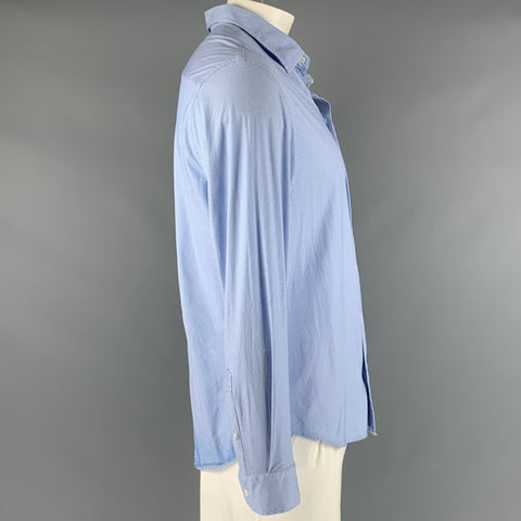EMPORIO ARMANI Size XXL Blue White Nailhead Long Sleeve Shirt