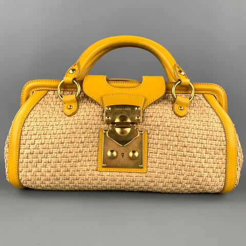 MIU MIU Bandoliera Natural Woven Straw Leather Shoulder Handbag