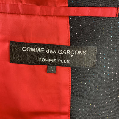 COMME des GARCONS HOMME PLUS Size L Black Metallic Spotted Stripe Wool Notch Lapel Sport Coat