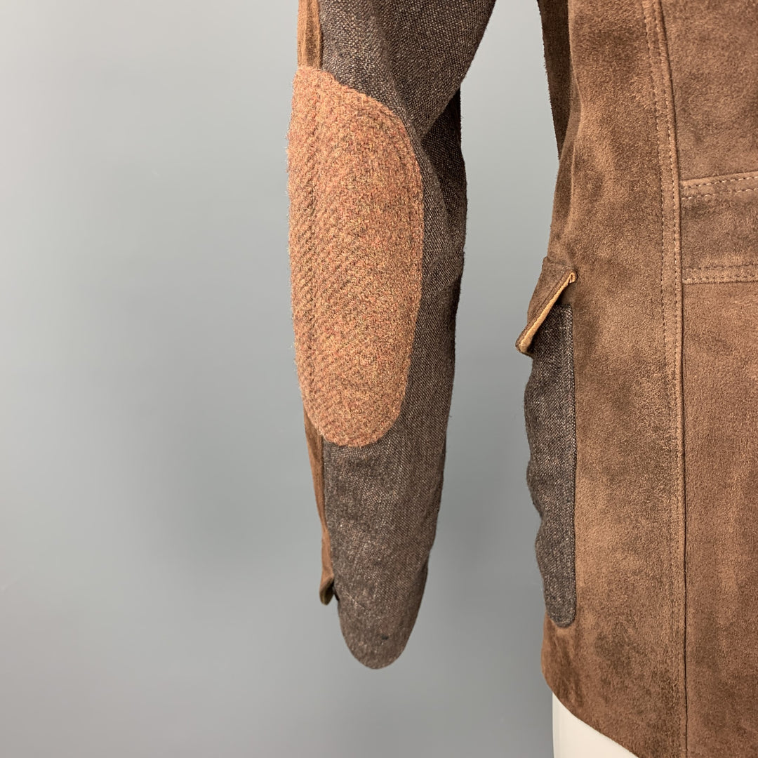 JUNYA WATANABE Size L Brown Mixed Materials Wool Suede Notch Lapel Jacket