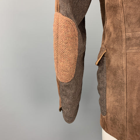 JUNYA WATANABE Taille L Veste à revers cranté en laine et daim marron mélangés