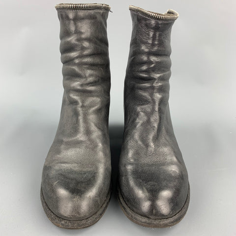 OFFICINE CREATIVE Talla 8.5 Botines con cremallera de cuero desgastado color carbón