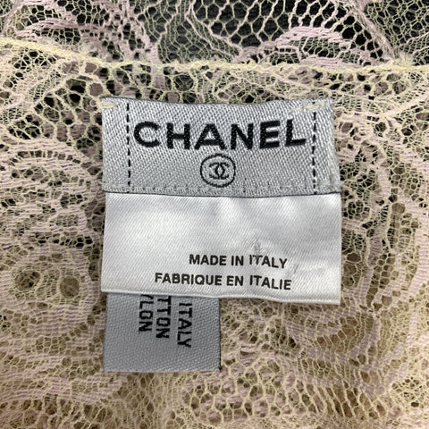 CHANEL Size 10 Beige Lace Glitter Ice Cream Martini Cruise 2004 Top