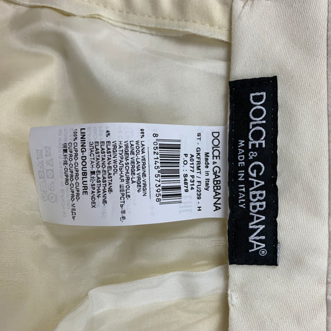 DOLCE & GABBANA Size 48 Yellow Wool Peak Lapel Suit