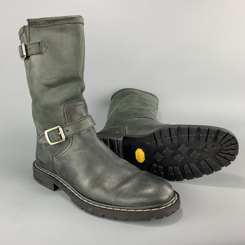 MARC JACOBS Size 10 Teal Blue Distressed Leather Pull On Biker Boots