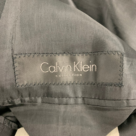CALVIN KLEIN COLLECTION Size 44 Black Wool Tuxedo Sport Coat