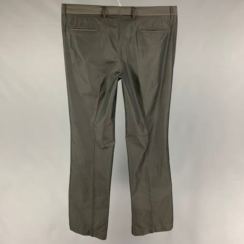 BURBERRY Size 34 Black & Olive Rhombus Polyester Flat Front Dress Pants