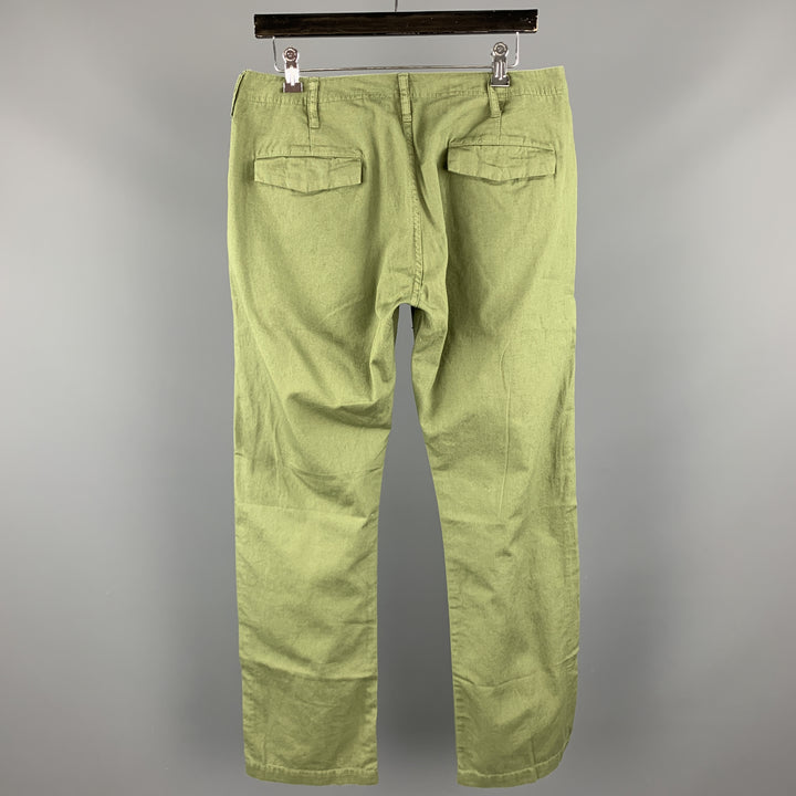 JOURNAL STANDARD Size L Olive Solid Cotton Zip Fly Casual Pants