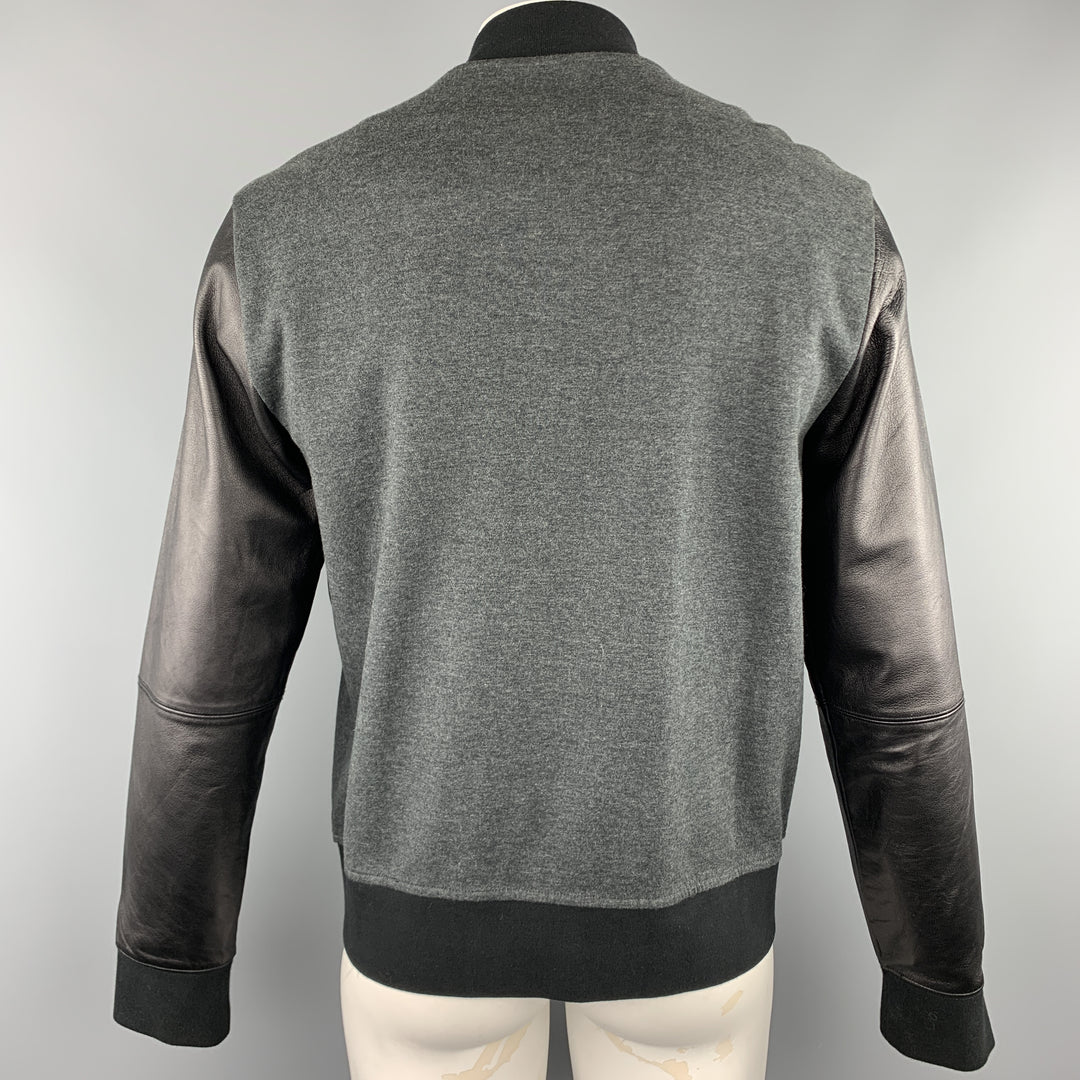 CLUB MONACO Size L Gray Cotton / Nylon Bomber Jacket