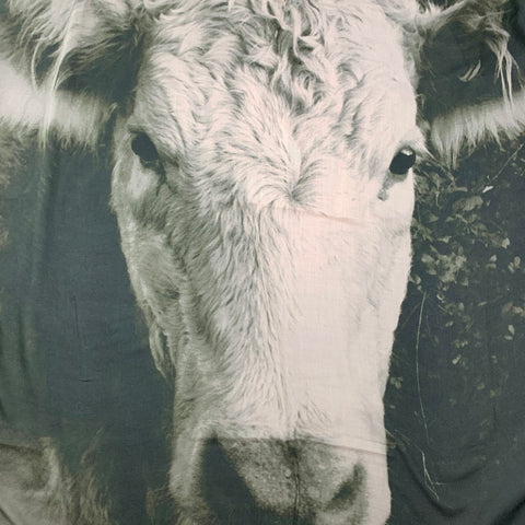 PAUL SMITH Black Olive Cow Print Modal Scarf