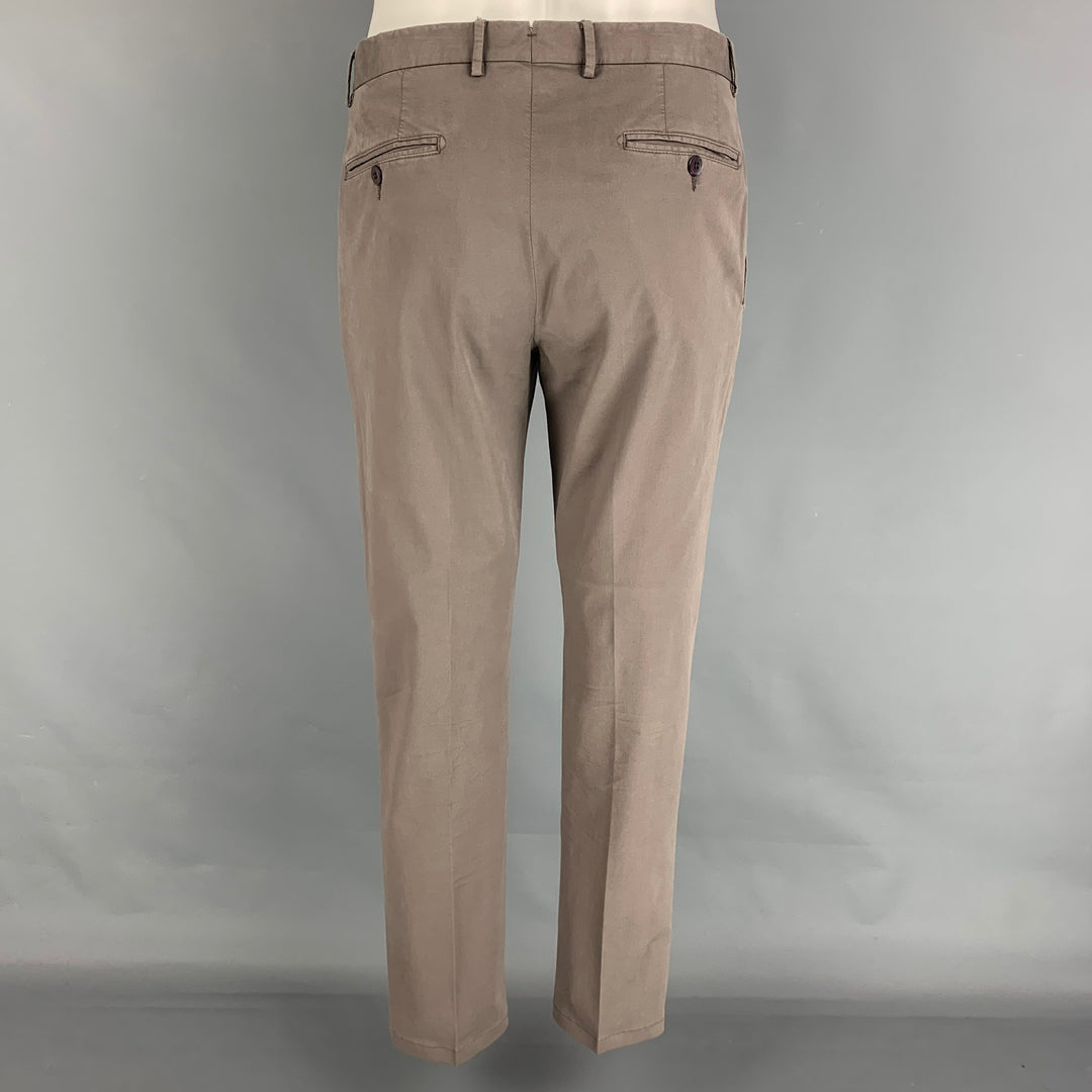 BOGLIOLI Size 36 Grey Cotton Notch Lapel Suit