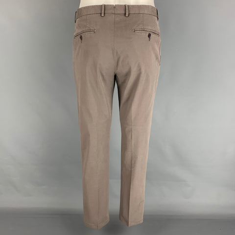 BOGLIOLI Size 36 Grey Cotton Notch Lapel Suit
