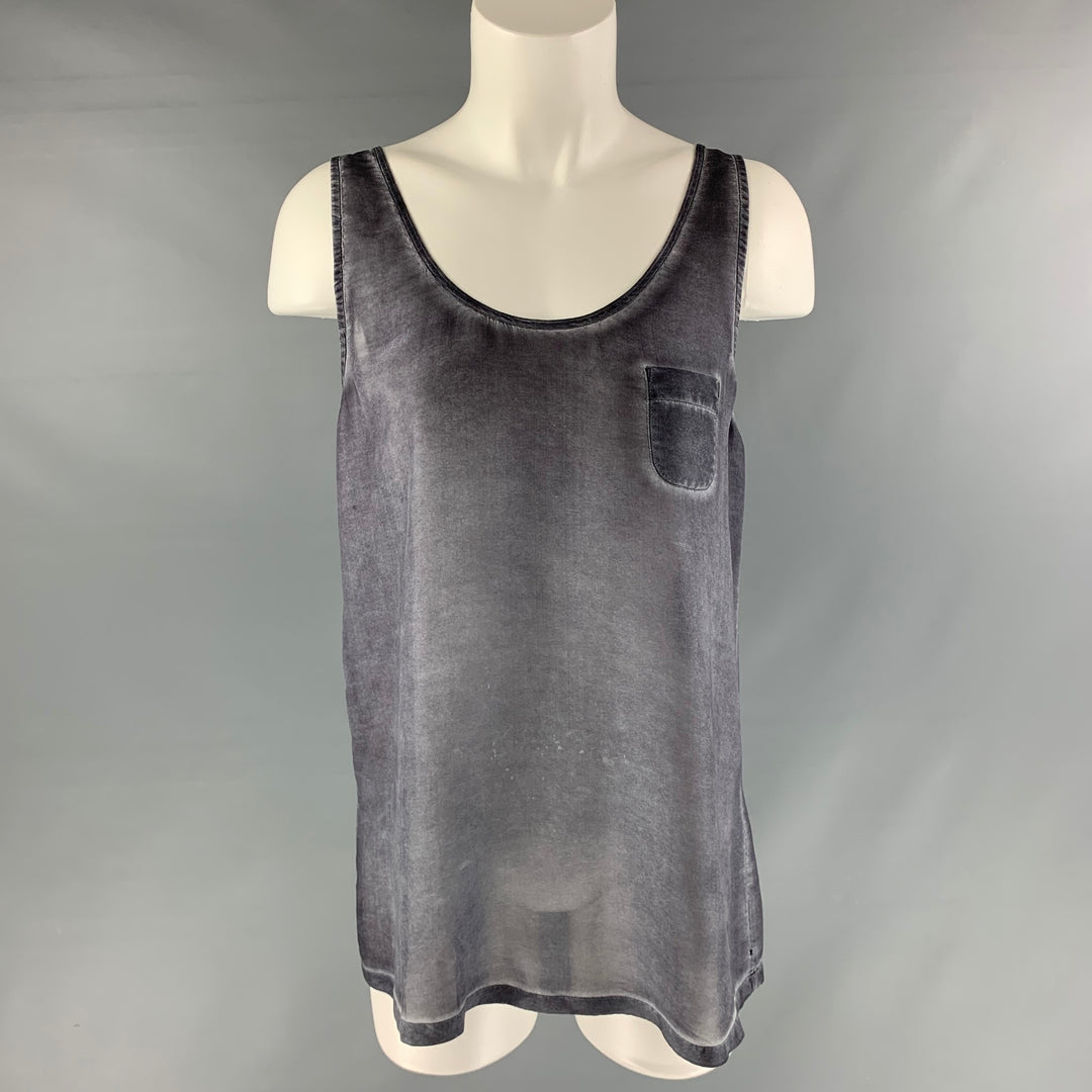 MAISON SCOTCH Size 2 Grey Silk Washed Tank T-Shirt