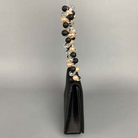 RENAUD PELLEGRINO Black Satin Beaded Evening Handbag