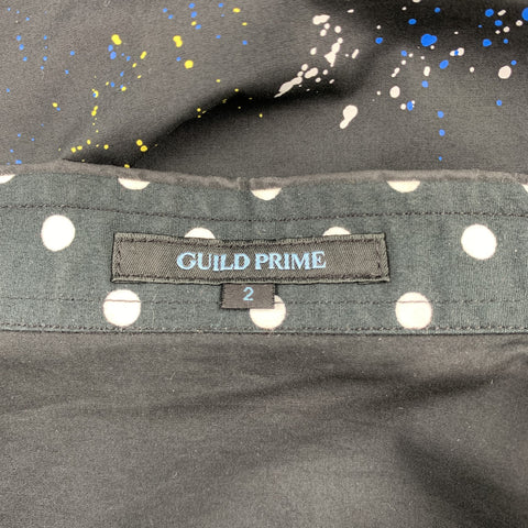 GUILD PRIME Size S Black Splattered Cotton Button Up Long Sleeve Shirt