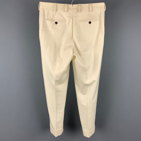 VITALE BARBERIS CANONICO Size 30 Cream Wool Cuffed Dress Pants