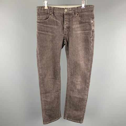 JOHN VARVATOS * U.S.A. Size 32 Grey Wash Denim Button Fly Jeans