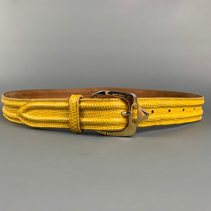BURBERRY PRORSUM Size 32 Yellow Textured Leather Belt